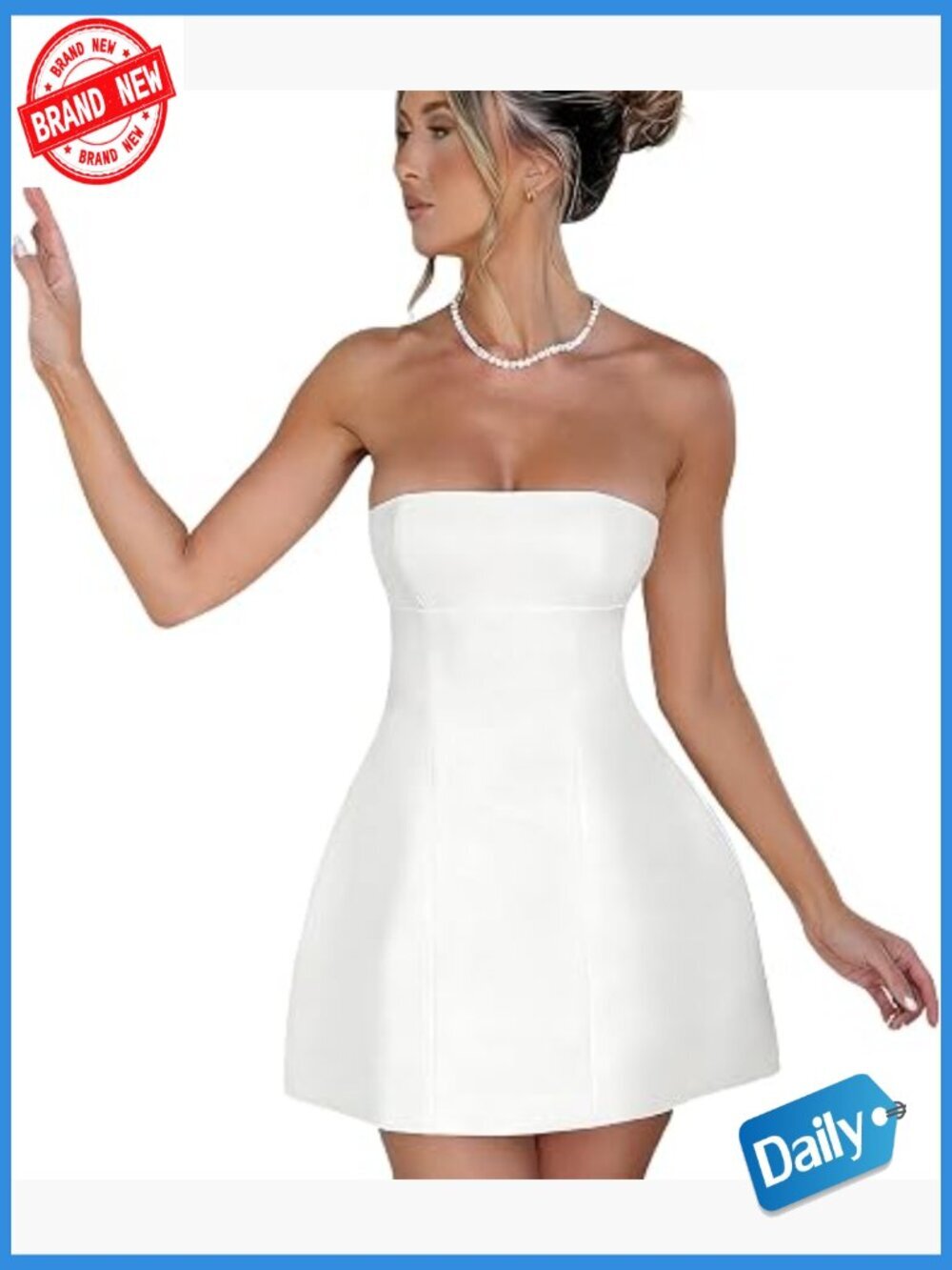 Strapless Tube A-Line Mini Dress Club Party Bodycon Prom